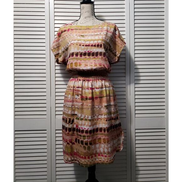 Eliza J Dresses & Skirts - Eliza J. Blouson Dress Women's Size 8 Multicolor‎ Print Short Sleeve Knee Length